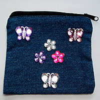 Picture of Denim Purse with Flower and Butterfly Gems